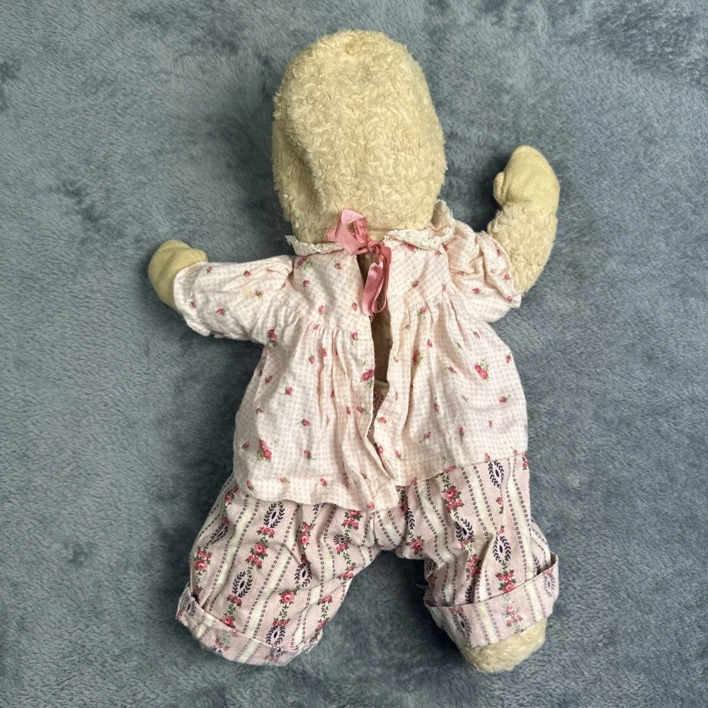 VTG 1940s Sleepyhead‎ Cuddle Baby Doll Toy Blonde 14.5 Inch Berry Straw Filled